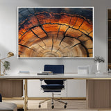 65909987-MGV-FC-36X24_White-Rustic Tree Ring Wall Art – Nature Inspired Wooden Texture Canvas Print, Modern Abstract Artwork for Living Room, Bedroom, Office