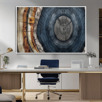 91368647-MGV-FC-36X24_White-Tree Ring Wall Art – Natural Rustic Wood Texture Canvas Print, Farmhouse Log Cabin Decor, Framed Abstract Tree Stump for Living
