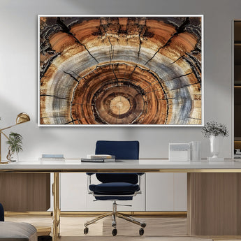 15184146-MGV-CV-36X24-Tree Rings Wall Art Canvas Print, Framed Wood Texture Art Picture Print, Rustic Pattern Perfect Rustic Organic Decor Artwork