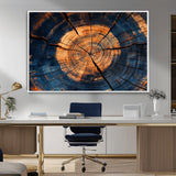 18975622-MGV-CV-36X24-Burnt Wood Wall Art Canvas Print, Framed Aged Timber Art Picture Print, Rustic Tree Slice Perfect Rustic Decor Artwork for Home,