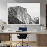 39393420-MGV-CV-36X24-El Capitan Wall Art Canvas Print, Framed Yosemite Cliff Art Picture Print, Monochrome Mountain Perfect Monochrome Sierra Decor