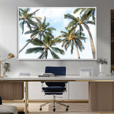 87247012-MGV-CV-36X24-Skyward Palm Trees Wall Art Canvas Print, Framed Tropical Sky Art Picture Print, Coconut Palm Perfect Tropical Skyview Decor