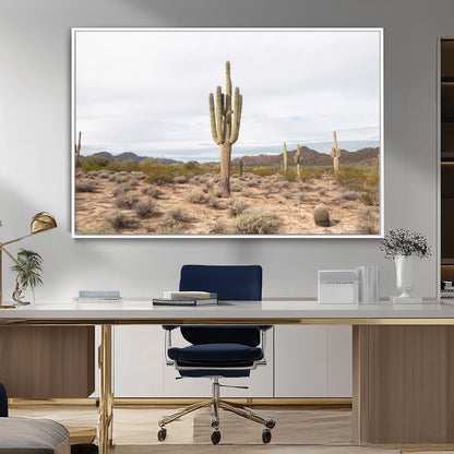96147924-MGV-CV-36X24-Saguaro Cactus Wall Art Canvas Print, Framed Desert Cactus Art Picture Print, Earthy Desert Perfect Southwestern Boho Decor