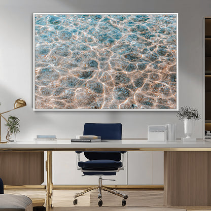 26580287-MGV-CV-36X24-Clear Water Wall Art Canvas Print, Framed Sunlit Ripples Art Picture Print, Ocean Texture Perfect Modern Coastal Decor Artwork