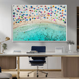 76172085-MGV-CV-36X24-Tropical Shoreline Wall Art Canvas Print, Framed Beach Relaxing Art Picture Print, Aerial Summer Perfect Coastal Vibrant Decor