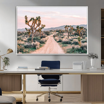 12540952-MGV-CV-36X24-Joshua Tree Park Wall Art Canvas Print, Framed Desert Road Art Picture Print, Sunset Drive Perfect Southwestern Boho Decor Artwork