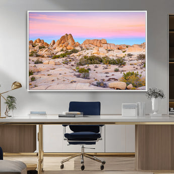 96167137-MGV-CV-36X24-Vibrant Sunset Sky Wall Art Canvas Print, Framed Joshua Tree Art Picture Print, Rugged Terrain Perfect Southwestern Boho Decor