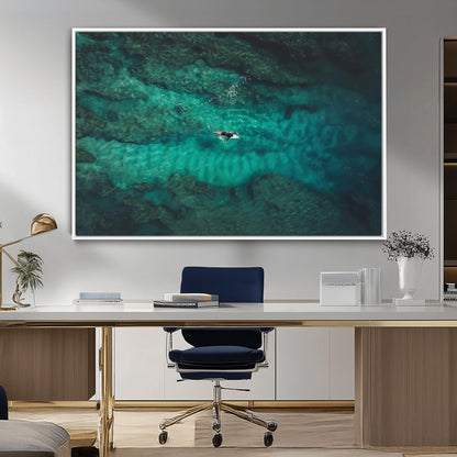 93287752-MGV-CV-36X24-Ocean Surf Wall Art Canvas Print, Framed Blue Waters Art Picture Print, Vibrant Seascape Perfect Coastal Adventure Decor Artwork