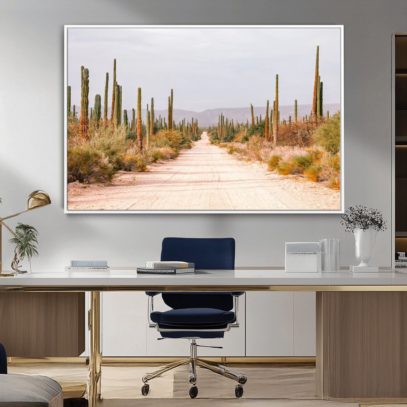 30742780-MGV-CV-36X24-Desert Cactus Wall Art Canvas Print, Framed Southwestern Art Picture Print, Bohemian Western Perfect Southwestern Boho Decor