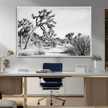 88164251-MGV-CV-36X24-Joshua Tree Wall Art Canvas Print, Framed Desert Path Art Picture Print, Monochrome Desert Perfect Minimalist Desert Decor Artwork