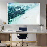 33764764-MGV-CV-36X24-Minimal Beach Wall Art Canvas Print, Framed Ocean Swimming Art Picture Print, Clear Ocean Perfect Minimal Coastal Decor Artwork