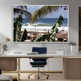 34722557-MGV-CV-36X24-Tropical Shoreline Wall Art Canvas Print, Framed Surfer Beach Art Picture Print, Coastal Surf Perfect Tropical Coastal Decor