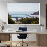 88336640-MGV-FC-36X24_White-Tropical Beach Scene Wall Art Canvas Print, Framed Coastal Photography Art Picture Print, Ocean Horizon Art Perfect Coastal Boho
