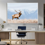 96024025-MGV-CV-36X24-Elk Photography Wall Art Canvas Print, Framed Mountain Wildlife Art Picture Print, Rustic Lodge Decor Perfect Rustic Lodge Decor