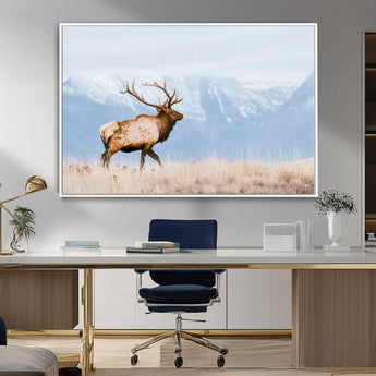 96024025-MGV-CV-36X24-Elk Photography Wall Art Canvas Print, Framed Mountain Wildlife Art Picture Print, Rustic Lodge Decor Perfect Rustic Lodge Decor