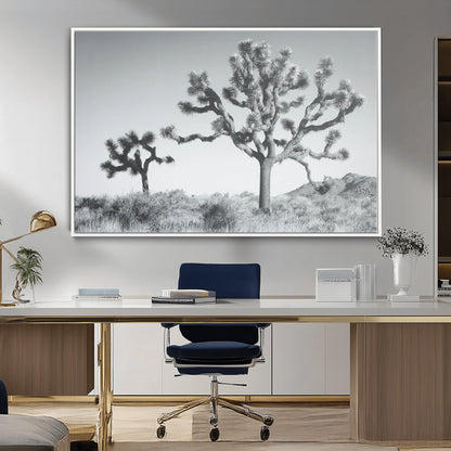 29996209-MGV-CV-36X24-Joshua Tree Art Wall Art Canvas Print, Framed Black White Landscape Art Picture Print, Desert Tree Decor Perfect Southwestern Boho