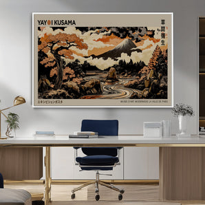 18695883-MGV-CV-36X24-Japanese Mt Fuji Autumn Wall Art – Vintage Landscape Print with River & Sakura Tree, Traditional Ukiyo-e Inspired Japan Poster,