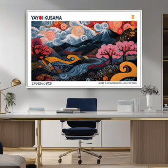 43879290-MGV-CV-36X24-Japanese Abstract Wall Art – Mount Fuji Cherry Blossom Canvas Print, Modern Asian Inspired Landscape Decor for Living Room,