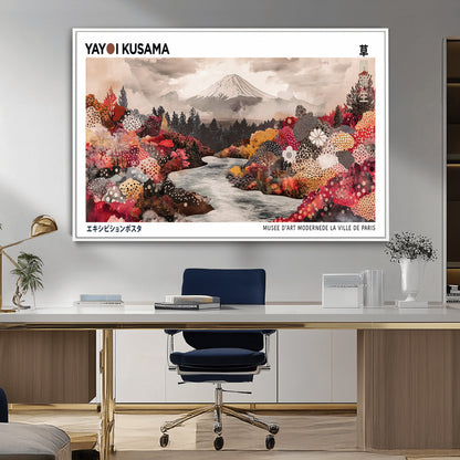 32352074-MGV-CV-36X24-Japanese Landscape Wall Art – Mount Fuji River Canvas Print, Modern Asian Inspired Nature Decor for Living Room, Bedroom, Office