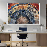 38987581-MGV-CV-36X24-Tree Ring Art Wall Art Canvas Print, Framed Rustic Wall Decor Art Picture Print, Nature Grain Print Perfect Modern Rustic Decor