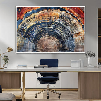 38987581-MGV-CV-36X24-Tree Ring Art Wall Art Canvas Print, Framed Rustic Wall Decor Art Picture Print, Nature Grain Print Perfect Modern Rustic Decor