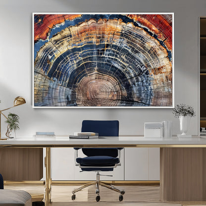 38987581-MGV-CV-36X24-Tree Ring Art Wall Art Canvas Print, Framed Rustic Wall Decor Art Picture Print, Nature Grain Print Perfect Modern Rustic Decor