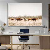 12454132-MGV-CV-36X24-Cow Herd Photography Wall Art Canvas Print, Framed Rustic Farmhouse Decor Art Picture Print, Western Ranch Style Perfect Rustic