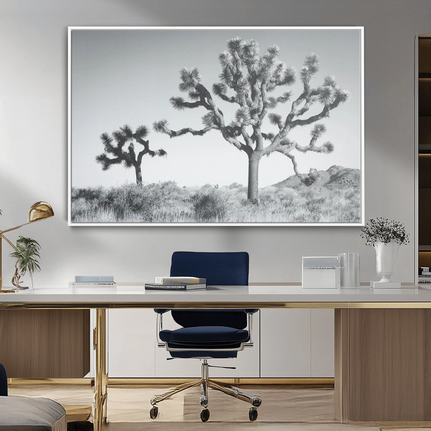 58647785-MGV-CV-36X24-Calm Earthy Aesthetic Wall Art Canvas Print, Framed Arid Terrain Decor Art Picture Print, Joshua Tree Perfect Rustic Minimalist