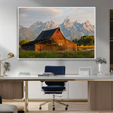 31771014-MGV-CV-36X24-Rustic Barn Wall Art Canvas Print, Framed Western Landscape Art Picture Print, Farmhouse Style Perfect Rustic Farmhouse Decor