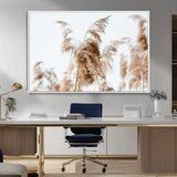 17019393-MGV-CV-36X24-Pampas Grass Wall Art Canvas Print, Framed Neutral Tones Art Picture Print, Minimalist Nature Perfect Boho Minimalist Decor