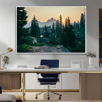 66397982-MGV-CV-36X24-Mountain Landscape Wall Art Canvas Print, Framed Forest Serenity Art Picture Print, Mountain Landscape Perfect Rustic Wilderness