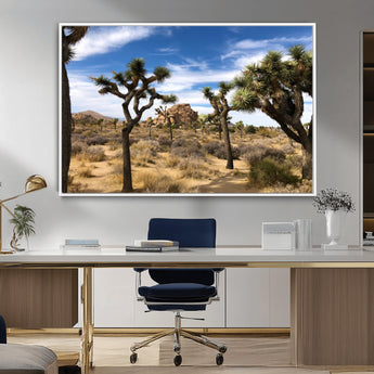 25722592-MGV-CV-36X24-Joshua Tree Desert Wall Art Canvas Print, Framed Southwestern Nature Art Picture Print, Rustic Earth Tones Perfect Southwestern