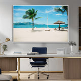 42623350-MGV-CV-36X24-Tropical Beach Wall Art Canvas Print, Framed Palm Tree Art Picture Print, Ocean View Perfect Tropical Coastal Decor Artwork