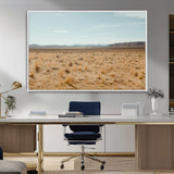 55918919-MGV-CV-36X24-Desert Landscape Wall Art – Golden Grass Plains and Mountain Horizon Canvas Print, Southwest Nature Photography Decor for Living