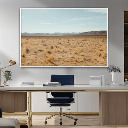 55918919-MGV-CV-36X24-Desert Landscape Wall Art – Golden Grass Plains and Mountain Horizon Canvas Print, Southwest Nature Photography Decor for Living