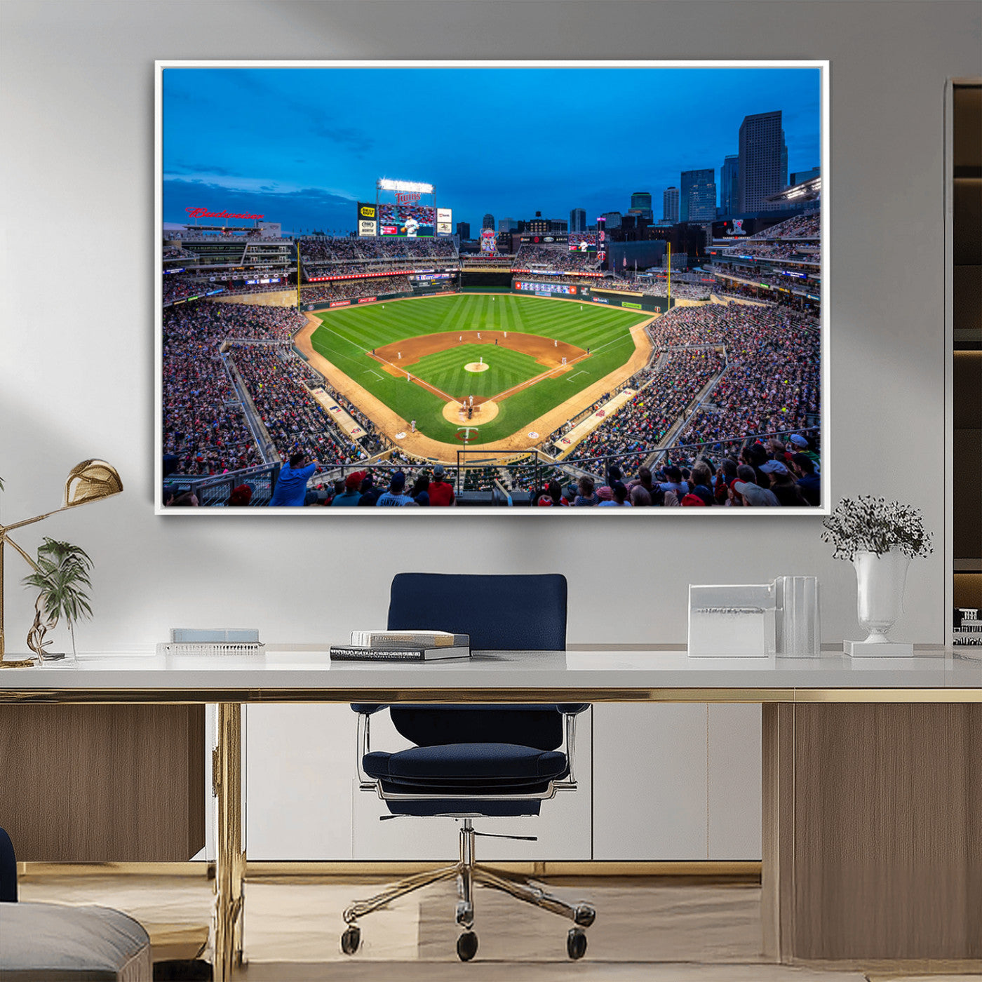 77273035-MGV-CV-36X24-Baseball Stadium Wall Art – Panoramic Evening Game Canvas Print, Sports Fan Decor for Man Cave, Office, Bar, or Living Room