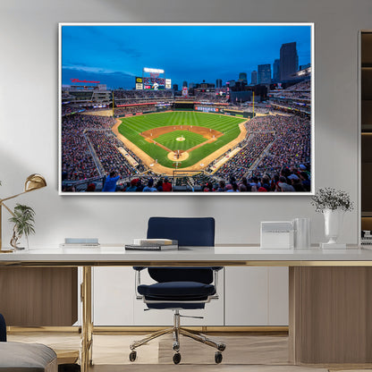 77273035-MGV-CV-36X24-Baseball Stadium Wall Art – Panoramic Evening Game Canvas Print, Sports Fan Decor for Man Cave, Office, Bar, or Living Room