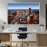 25096967-MGV-CV-36X24-Atlanta Skyline Wall Art – Vibrant Cityscape Canvas Print, Modern Night Lights Urban Decor for Office, Living Room, or Apartment