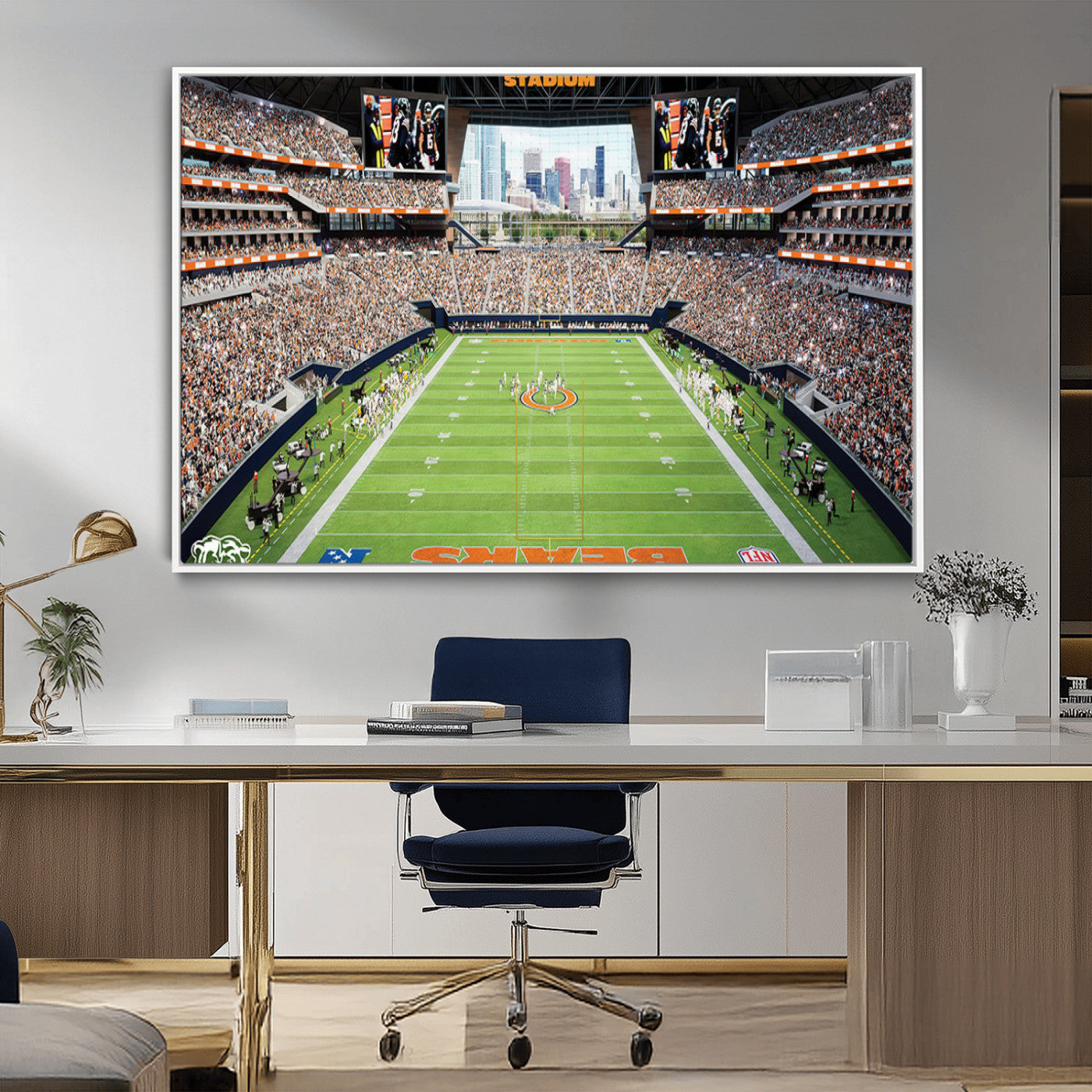 76935553-MGV-CV-36X24-Football Stadium Wall Art – Panoramic Game Day Canvas Print, Sports Decor for Man Cave, Office, Bar, or Living Room