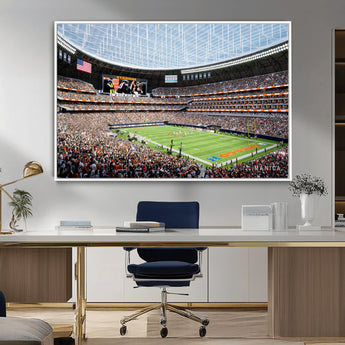 32530647-MGV-FC-36X24_White-Chicago Bears Stadium Wall Art – Futuristic Dome Arena Canvas Print, Modern Football Concept Design Decor for Man Cave, Bar, or