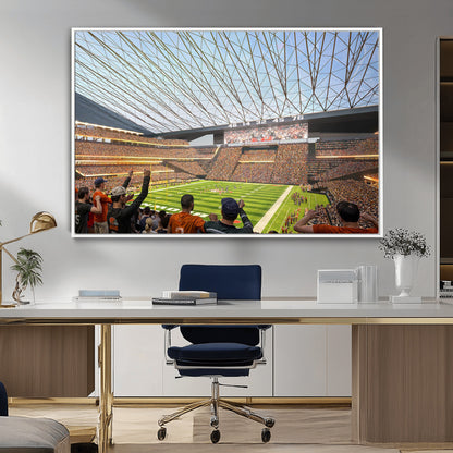 81960112-MGV-FC-36X24_White-Futuristic Football Stadium Wall Art – Modern Dome Arena Canvas Print, Chicago Bears Concept Design Sports Decor for Man Cave or