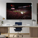 60690191-MGV-CV-36X24-Stadium Wall Art – Night Game Football Canvas Print with Fireworks, Marching Band and Crowd, Panoramic Sports Photography for Man