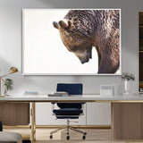 14405507-MGV-CV-36X24-Bear Wall Art – Wildlife Canvas Print with Rustic Animal Portrait and Minimalist Background, Nature Inspired Photography for