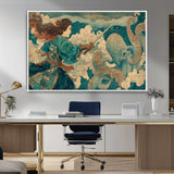 37943964-MGV-CV-36X24-Samurai Warrior vs Octopus Wall Art – Japanese Ukiyo-e Style Canvas Print, Ocean Battle Scene Artwork for Living Room, Office, Man