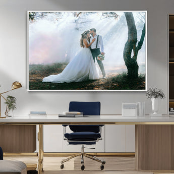 CSTM913-MGV-CV-36X24-Framed Wedding Canvas Print - Custom Wall Art Keepsake for Couples, Elegant Home Decoration Gift, Create Your Own Photo Canvas