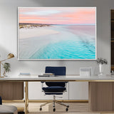 41613614-MGV-CV-36X24-Beach Sunset Wall Art – Pastel Ocean Canvas Print, Turquoise Water and Pink Sky Photography Decor for Bedroom, Living Room, Office