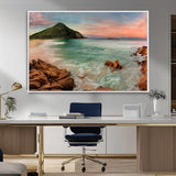 53831025-MGV-CV-36X24-Coastal Landscape Wall Art – Tropical Beach Ocean Canvas Print, Sunset Mountain View Photography Decor for Living Room, Bedroom,