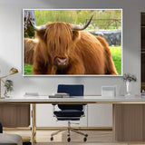68411138-MGV-CV-36X24-Farmhouse Wall Art – Highland Cow Canvas Print, Rustic Country Cattle Photography Decor for Bedroom, Living Room, Office, Ranch,