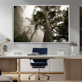 87969493-MGV-CV-36X24-Forest Wall Art – Misty Tall Trees Canvas Print, Dramatic Woodland Photography Decor for Bedroom, Living Room, Office, Cabin,