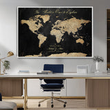 98947257-MGV-CV-36X24-Personalized World Map Wall Art – Vintage Black Adventure Travel Map with Custom Names, Elegant Push Pin Canvas for Couples Home